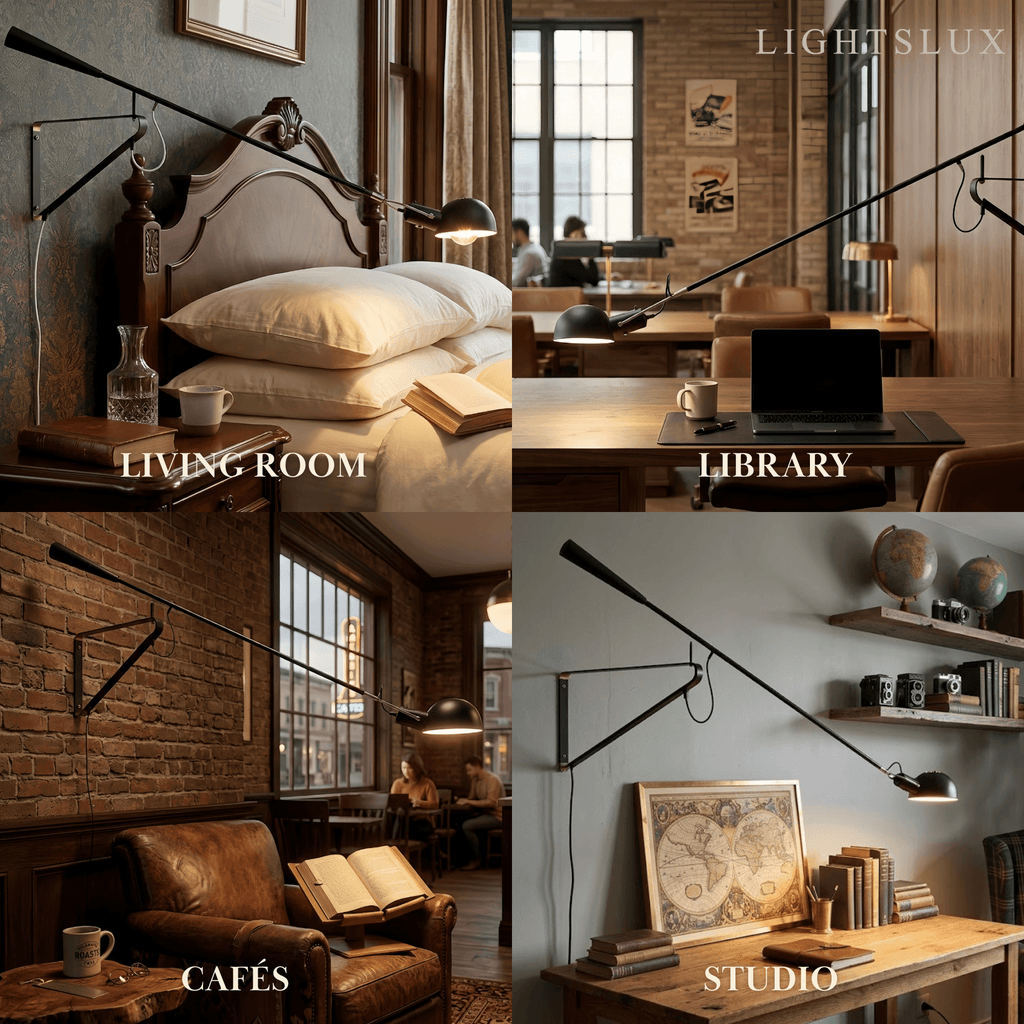 Minimalist Black Wall Lamp-Metal Long Swing Adjustable Arm Living Room/Bedroom - Flindria