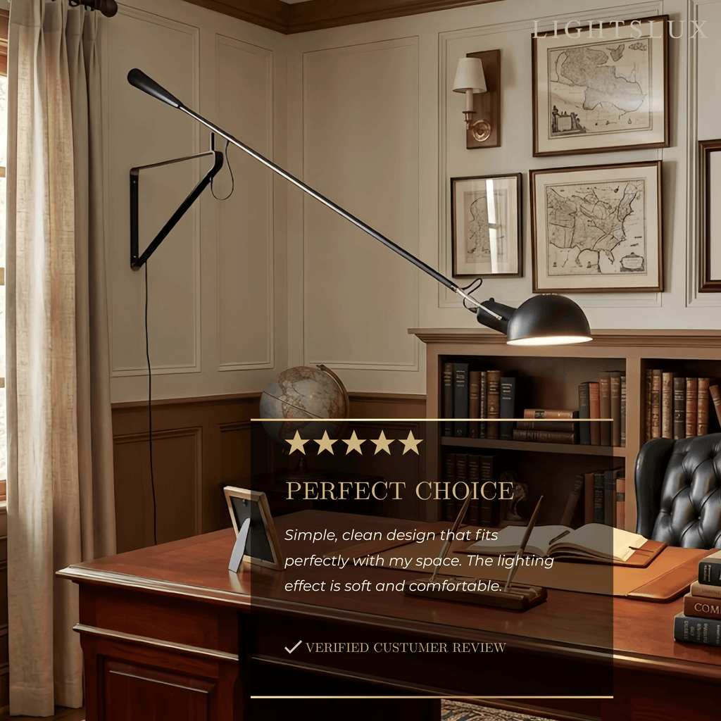 Minimalist Black Wall Lamp-Metal Long Swing Adjustable Arm Living Room/Bedroom - Flindria