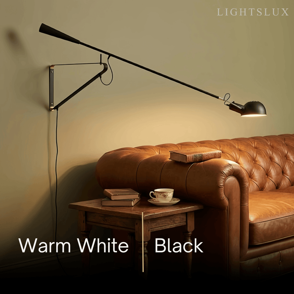Minimalist Black Wall Lamp-Metal Long Swing Adjustable Arm Living Room/Bedroom - Flindria