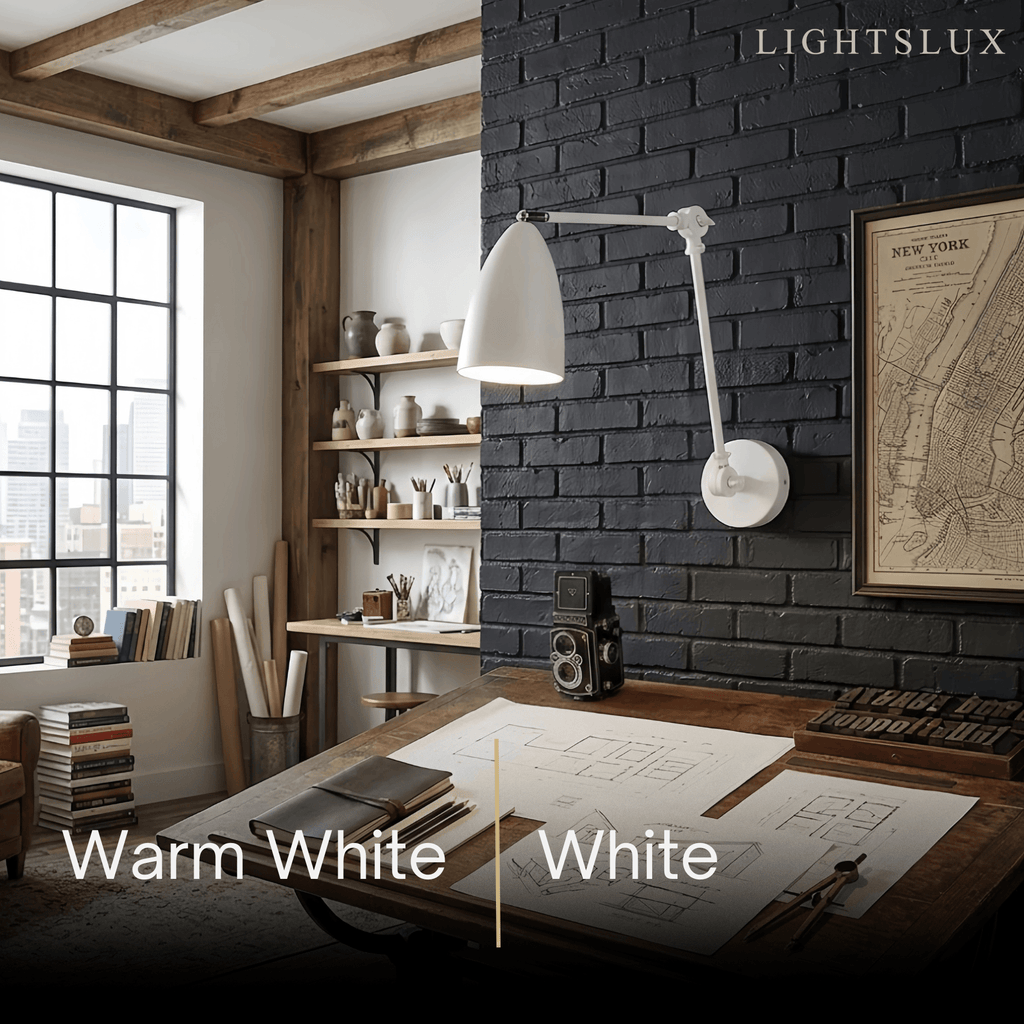 Lámpara de pared ajustable industrial - Metal negro/blanco/níquel para sala - Flindria
