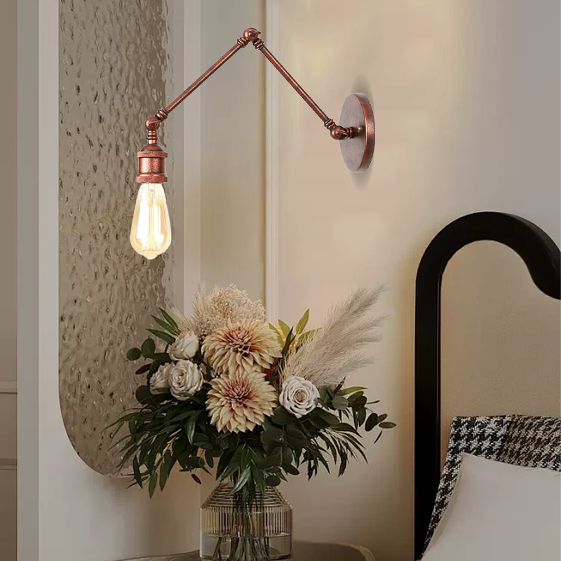 Vintage minimalistisk vägglampa – justerbar konisk metall för sovrum - Flindria
