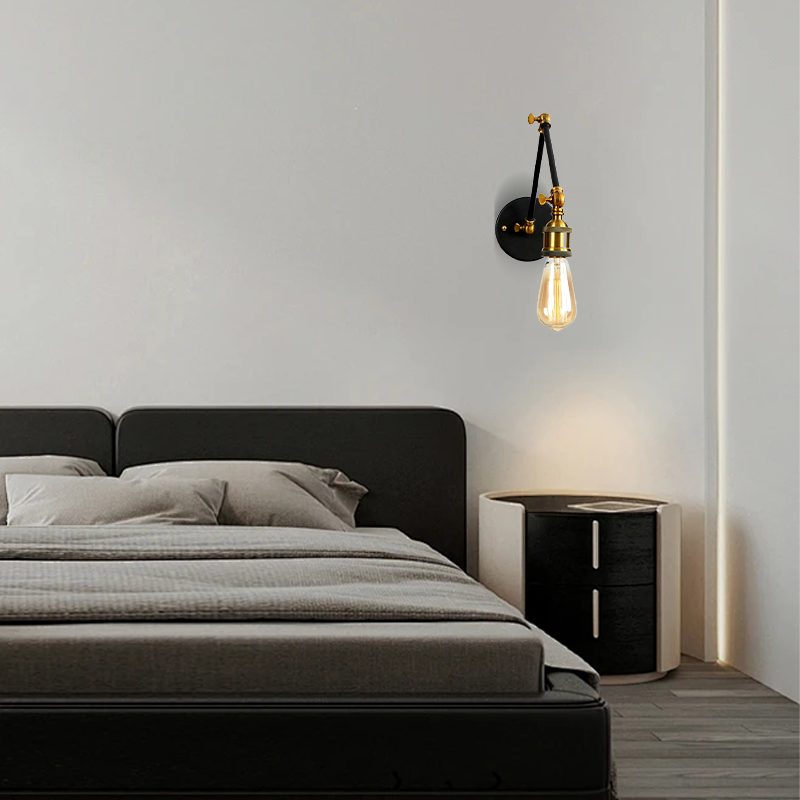 Vintage minimalistisk vägglampa – justerbar konisk metall för sovrum - Flindria