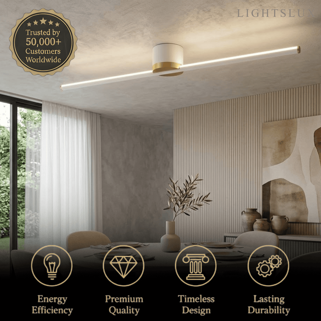 Minimalist Linear LED Ceiling Light – Black/White Metal for Hallway/Living Room - Flindria