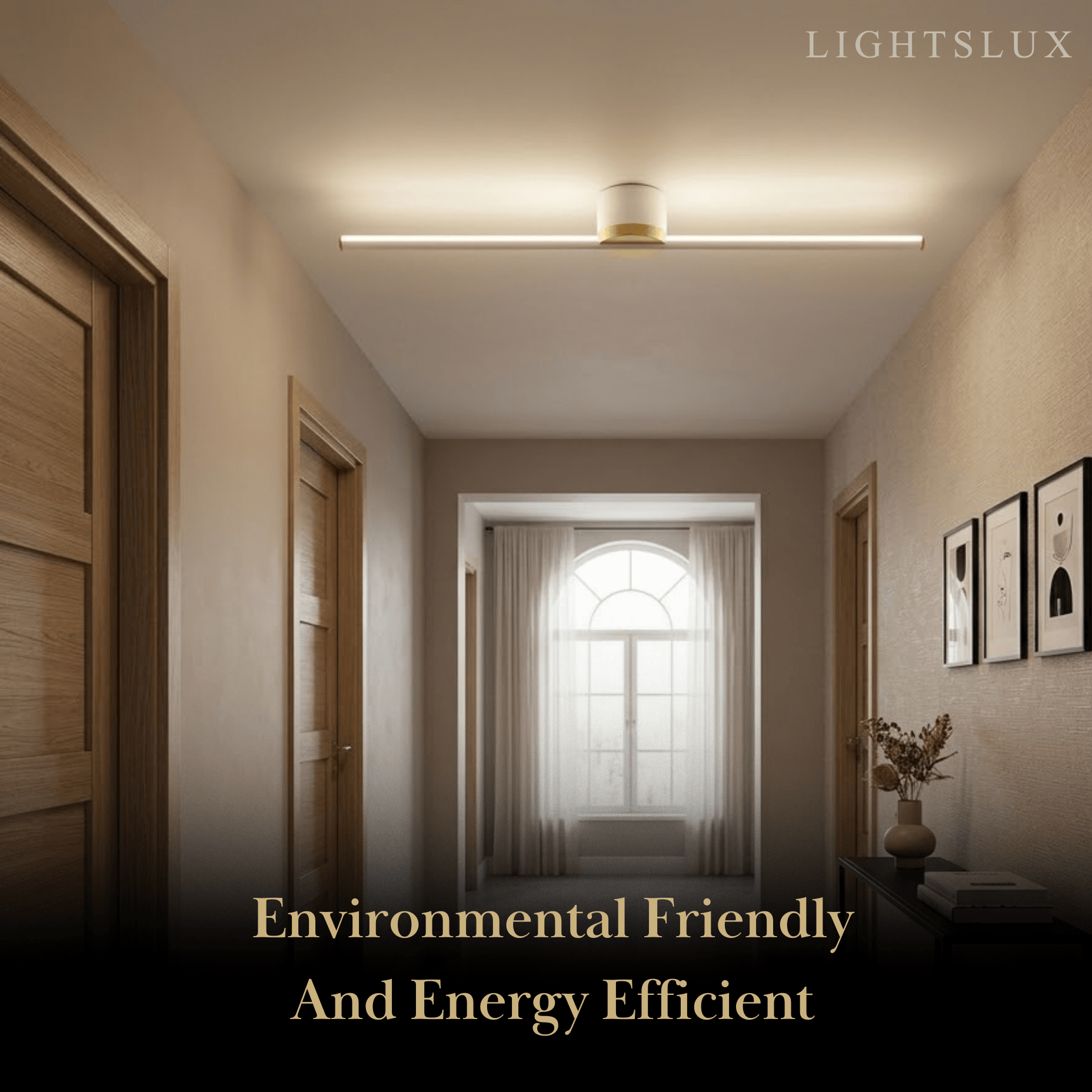 Minimalist Linear LED Ceiling Light – Black/White Metal for Hallway/Living Room - Flindria