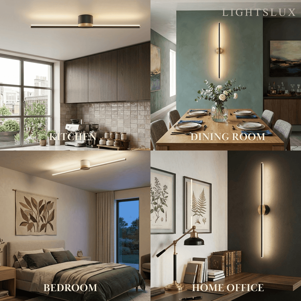 Minimalist Linear LED Ceiling Light – Black/White Metal for Hallway/Living Room - Flindria
