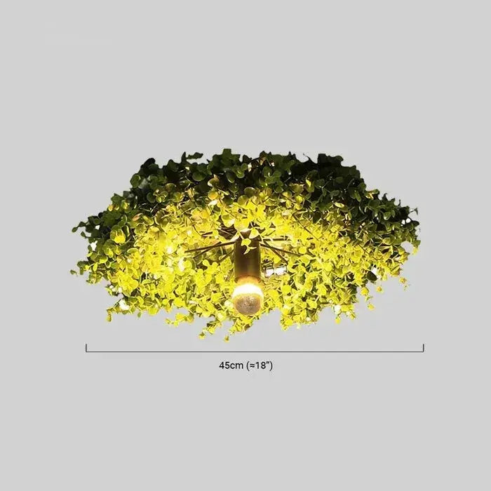 Botanica Art Deco Modern LED Ceiling Light – Plant Green Flush Mount Fixture - Flindria
