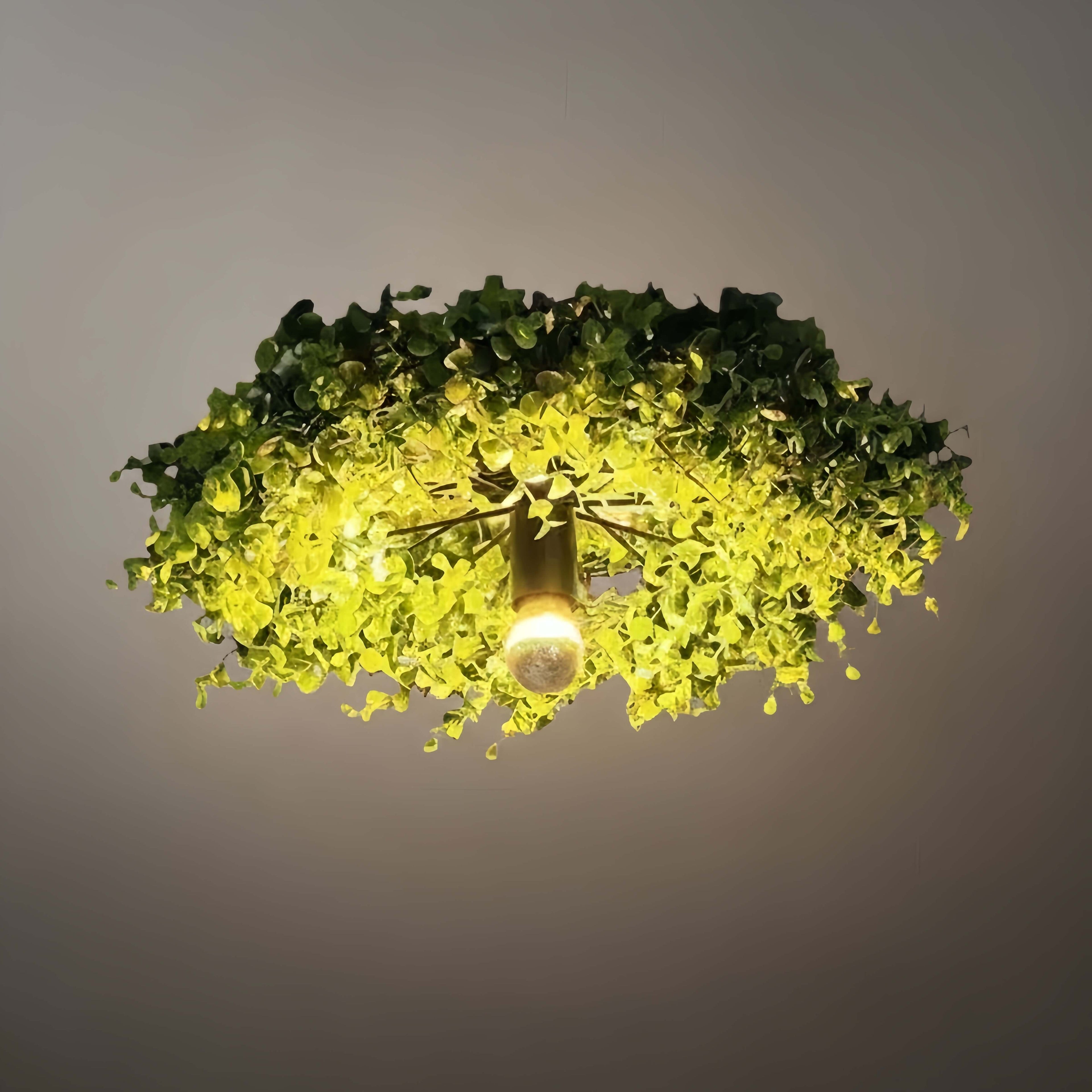 Botanica Art Deco Modern LED Ceiling Light – Plant Green Flush Mount Fixture - Flindria