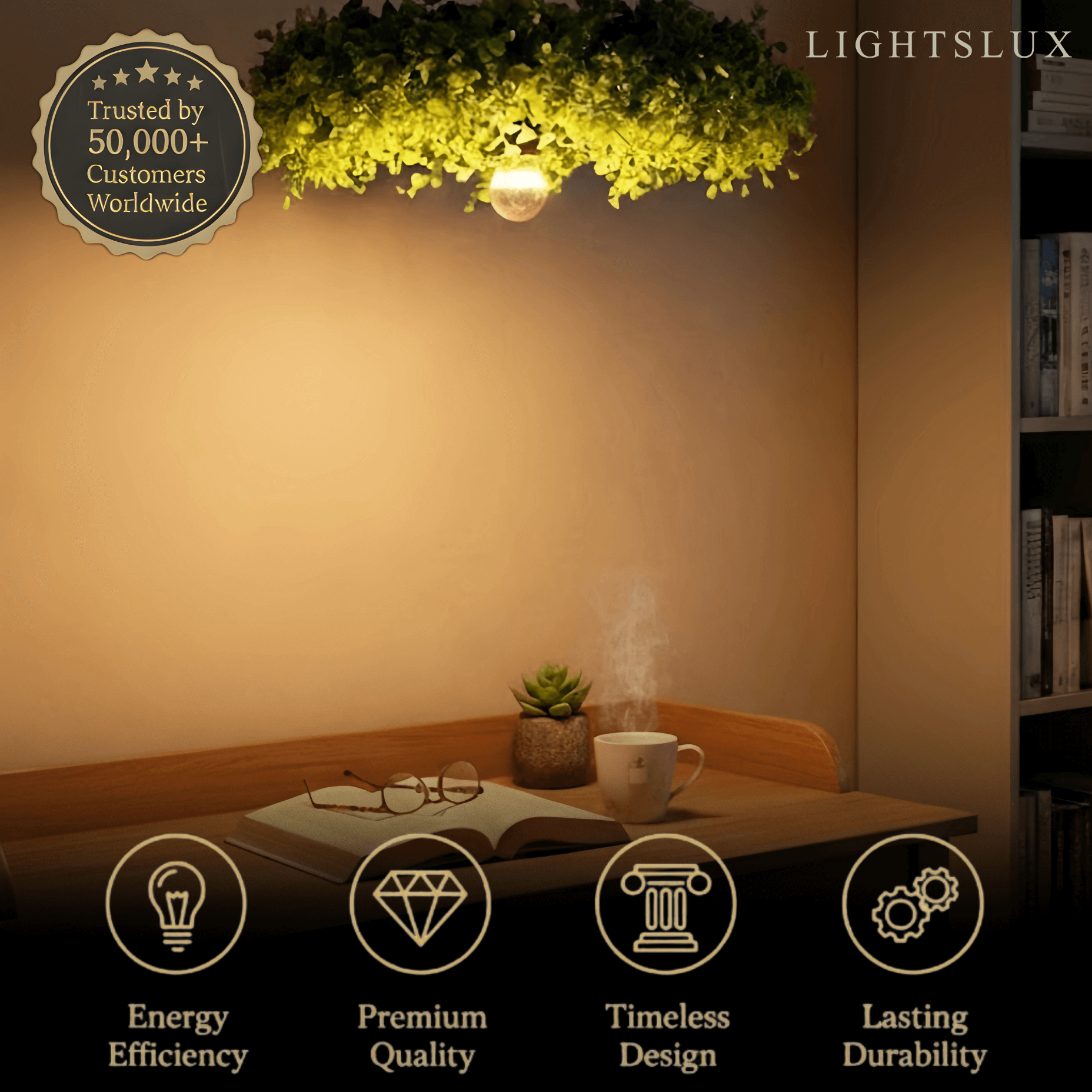 Botanica Art Deco Modern LED Ceiling Light – Plant Green Flush Mount Fixture - Flindria
