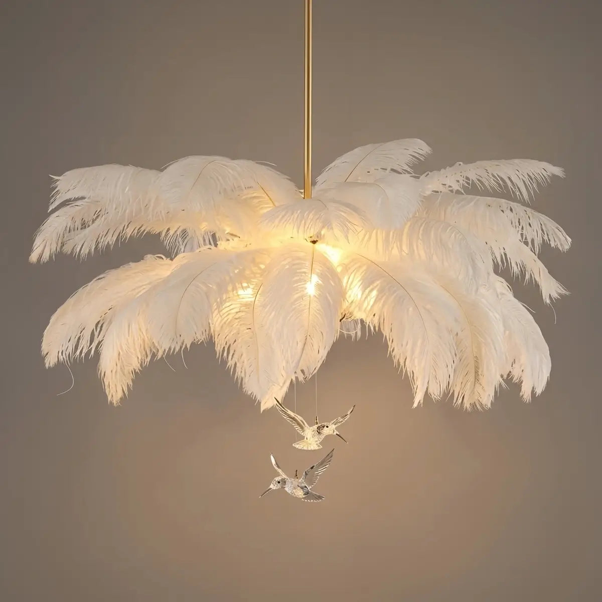 Art Deco Feather Chandelier – Elegant White for Contemporary Living Room - Flindria