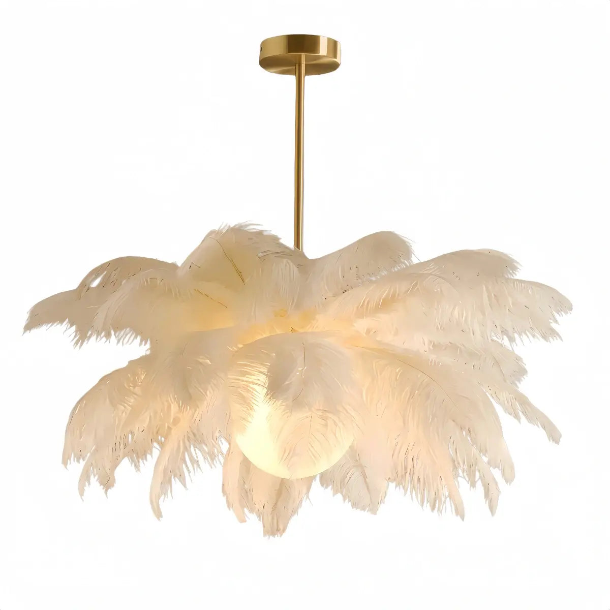 Art Deco Feather Chandelier – Elegant White for Contemporary Living Room - Flindria