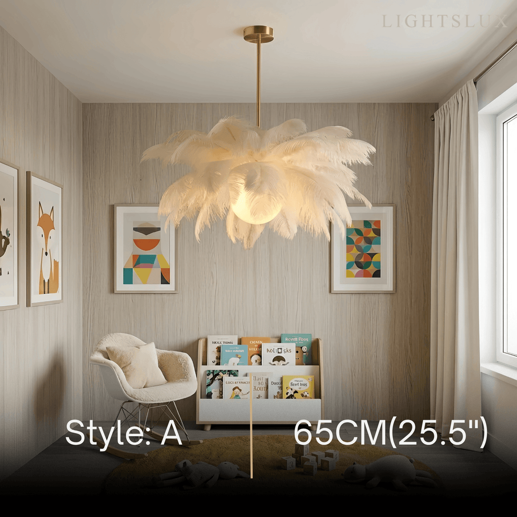 Art Deco Feather Chandelier – Elegant White for Contemporary Living Room - Flindria