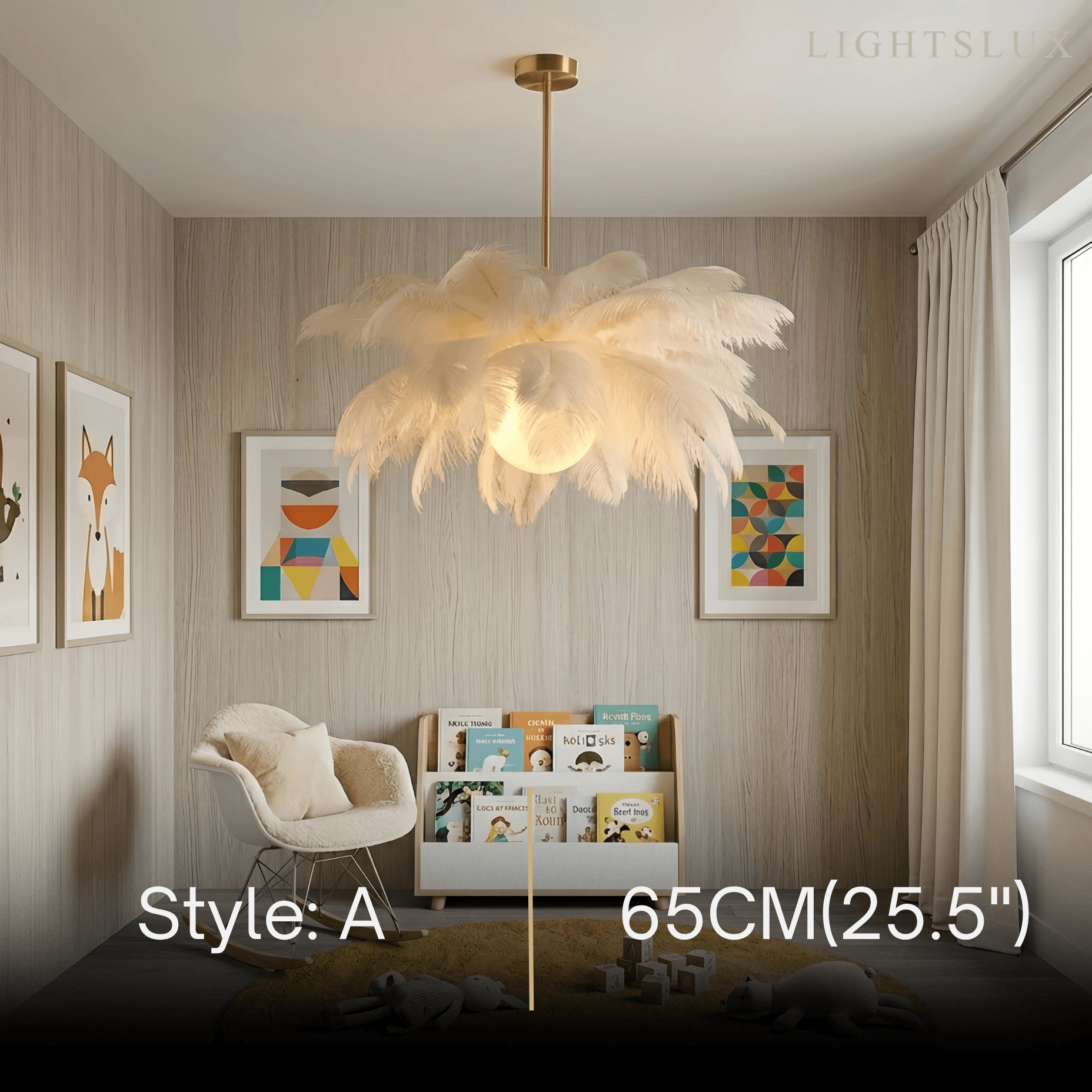 Art Deco Feather Chandelier – Elegant White for Contemporary Living Room - Flindria