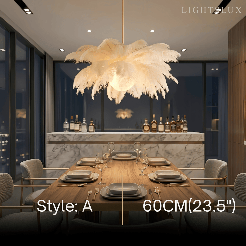 Art Deco Feather Chandelier – Elegant White for Contemporary Living Room - Flindria