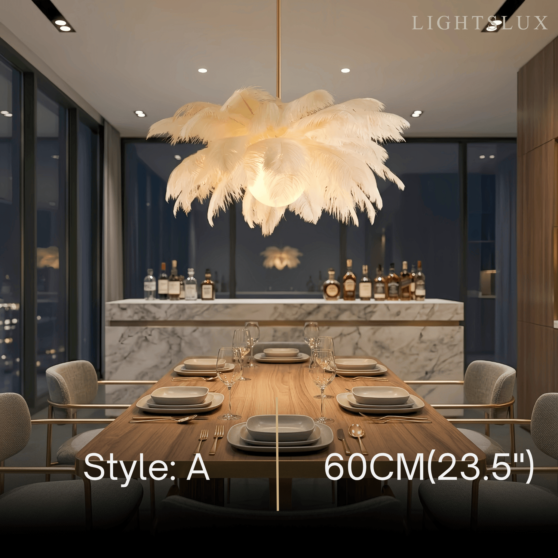 Art Deco Feather Chandelier – Elegant White for Contemporary Living Room - Flindria