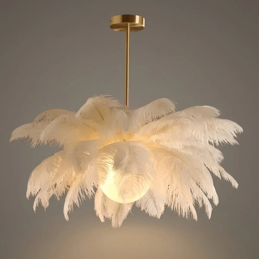 Art Deco Feather Chandelier – Elegant White for Contemporary Living Room - Flindria