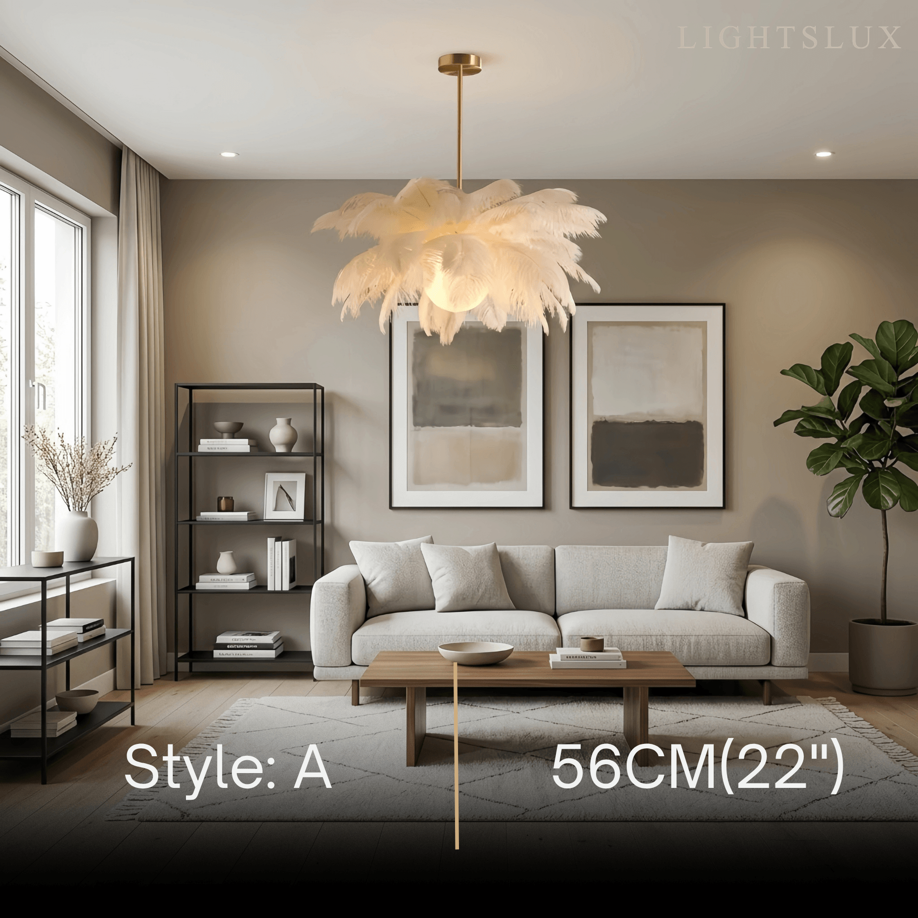 Art Deco Feather Chandelier – Elegant White for Contemporary Living Room - Flindria