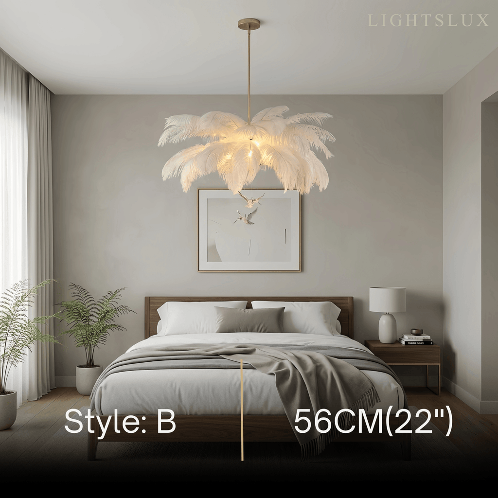 Art Deco Feather Chandelier – Elegant White for Contemporary Living Room - Flindria