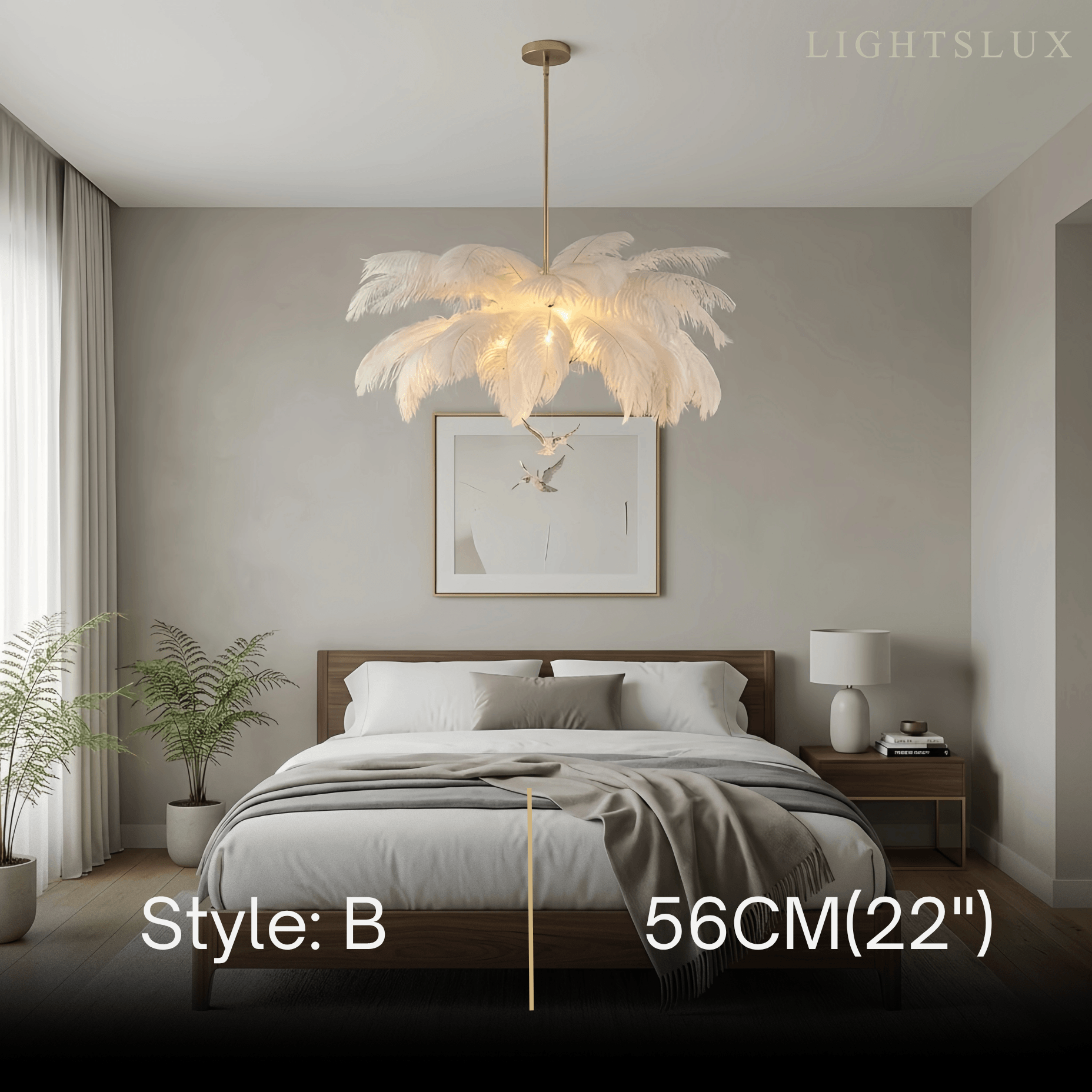 Art Deco Feather Chandelier – Elegant White for Contemporary Living Room - Flindria