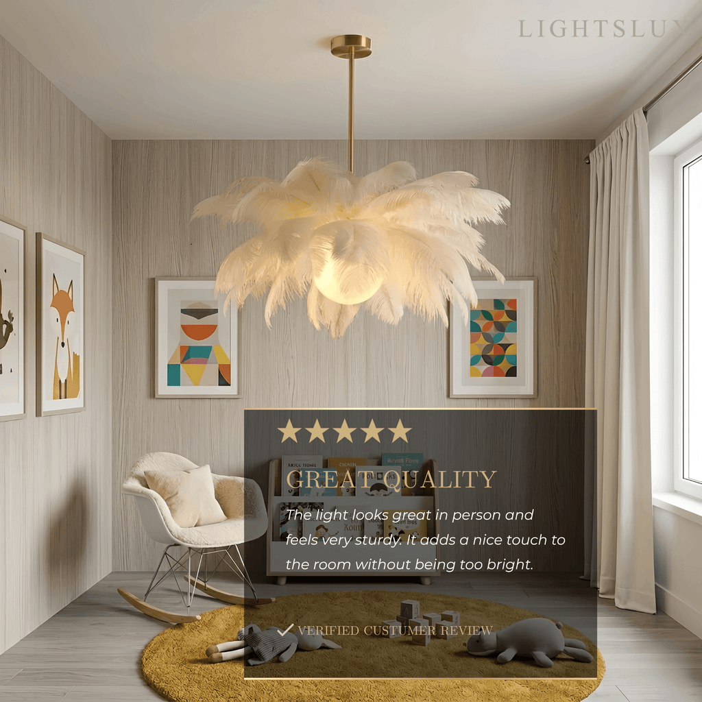 Art Deco Feather Chandelier – Elegant White for Contemporary Living Room - Flindria