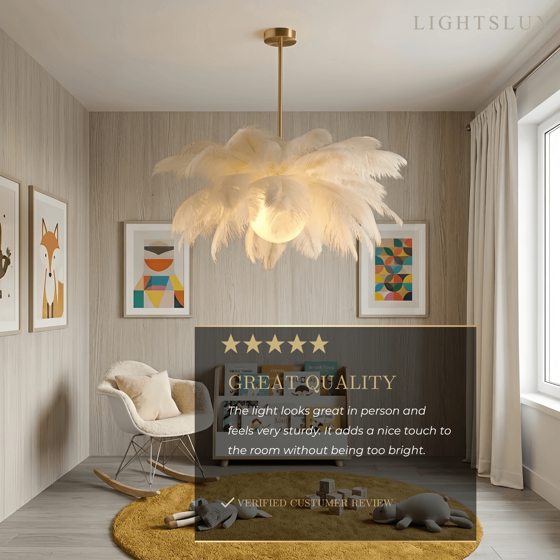 Art Deco Feather Chandelier – Elegant White for Contemporary Living Room - Flindria