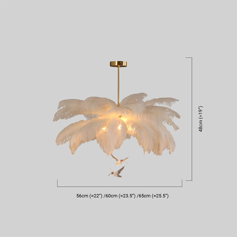 Art Deco Feather Chandelier – Elegant White for Contemporary Living Room - Flindria