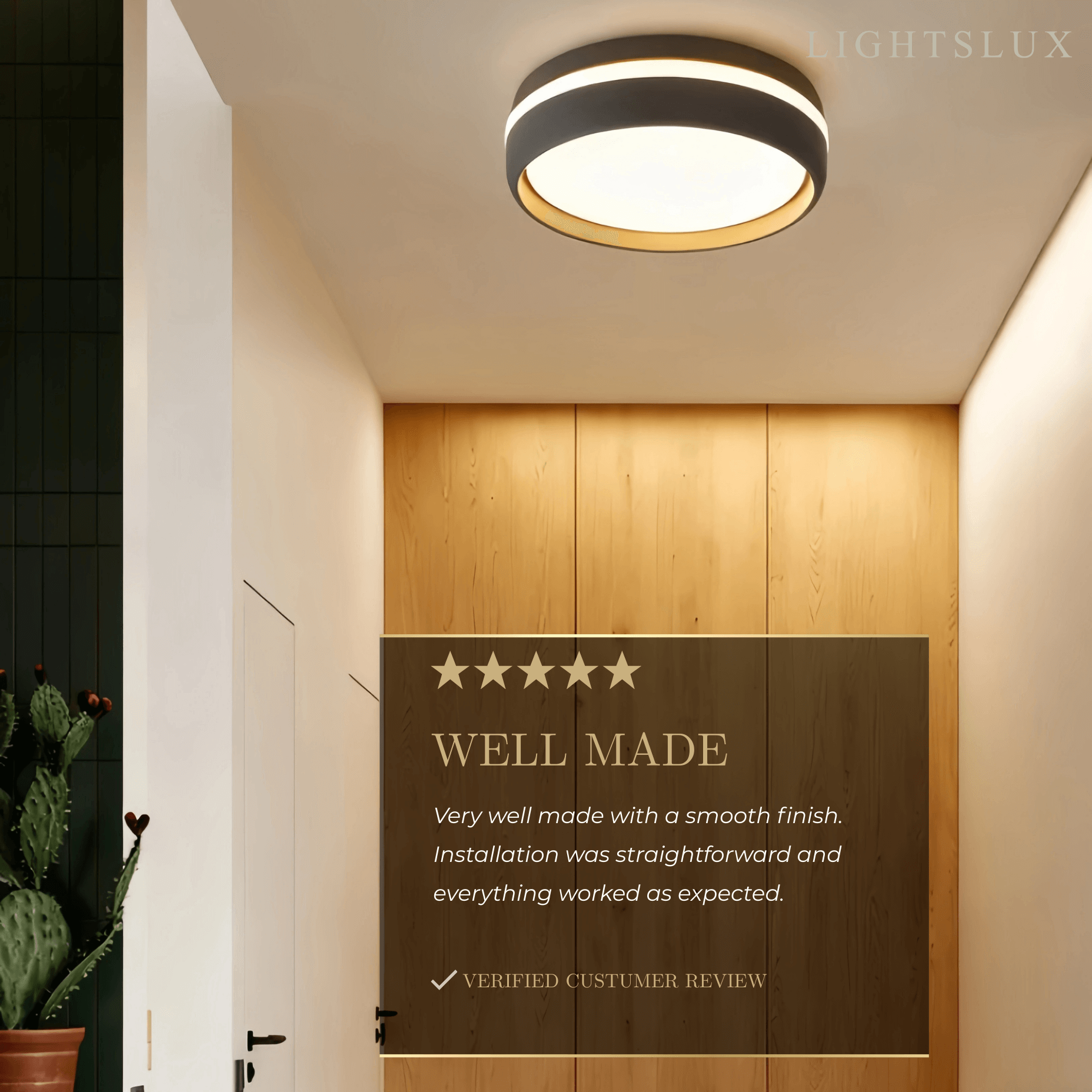 Modern Round Ceiling Light – Black or Grey Metal for Bedroom - Flindria
