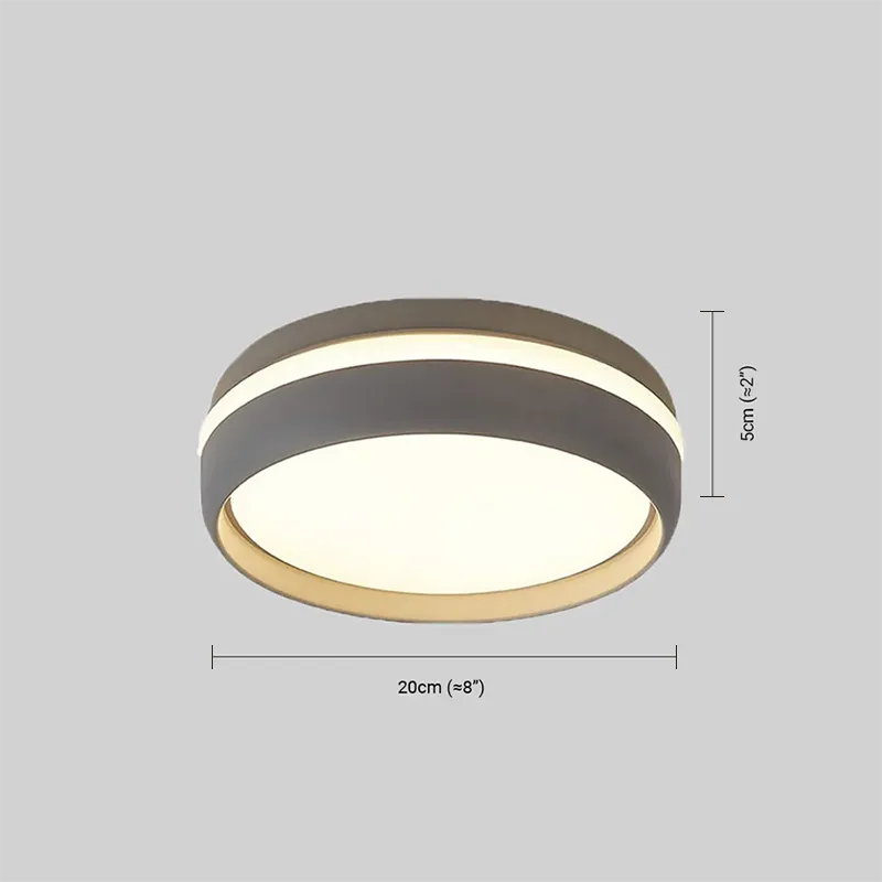 Modern Round Ceiling Light – Black or Grey Metal for Bedroom - Flindria