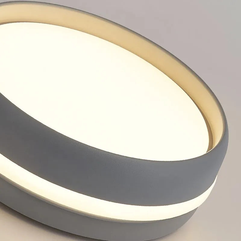 Modern Round Ceiling Light – Black or Grey Metal for Bedroom - Flindria