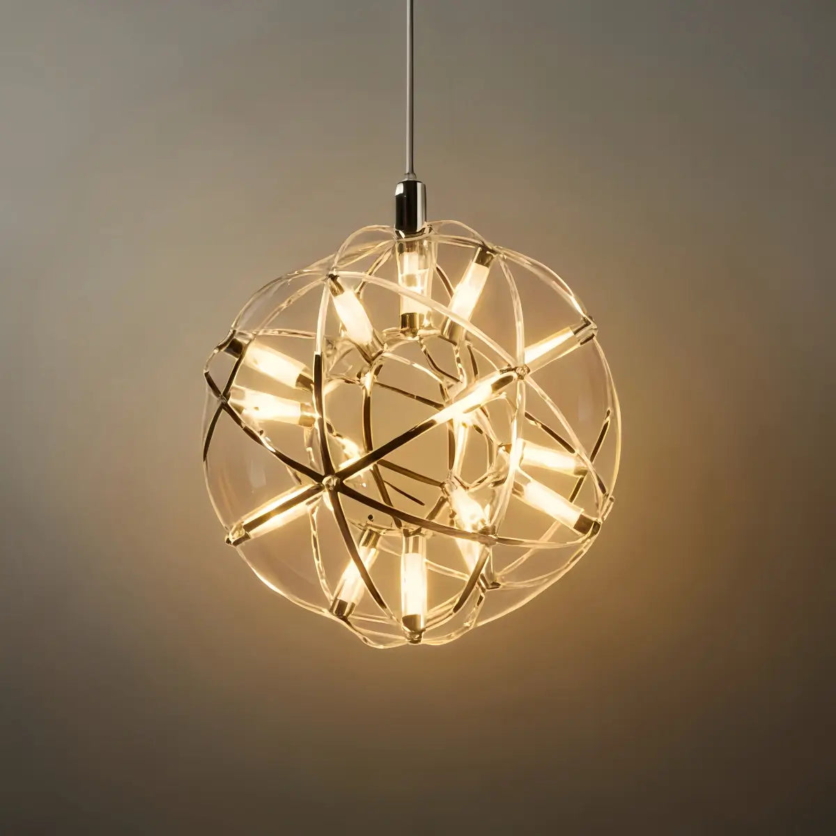 Lámpara colgante industrial con globo - Metal cromado/dorado para sala - Flindria
