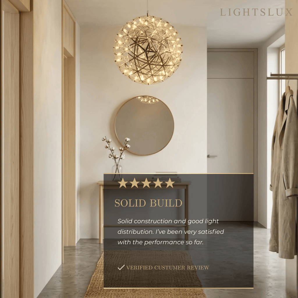 Lámpara colgante industrial con globo - Metal cromado/dorado para sala - Flindria