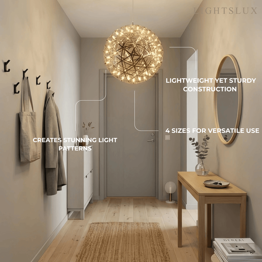 Lámpara colgante industrial con globo - Metal cromado/dorado para sala - Flindria