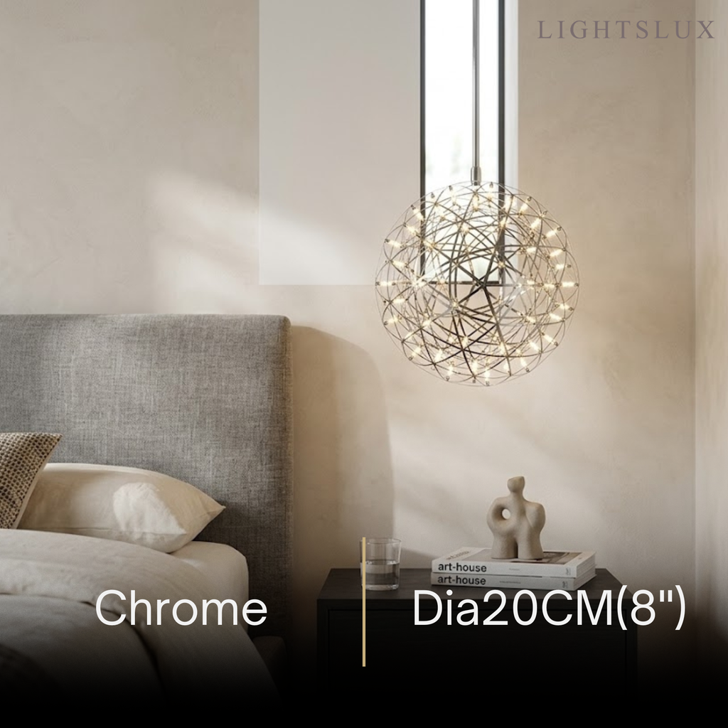 Lámpara colgante industrial con globo - Metal cromado/dorado para sala - Flindria