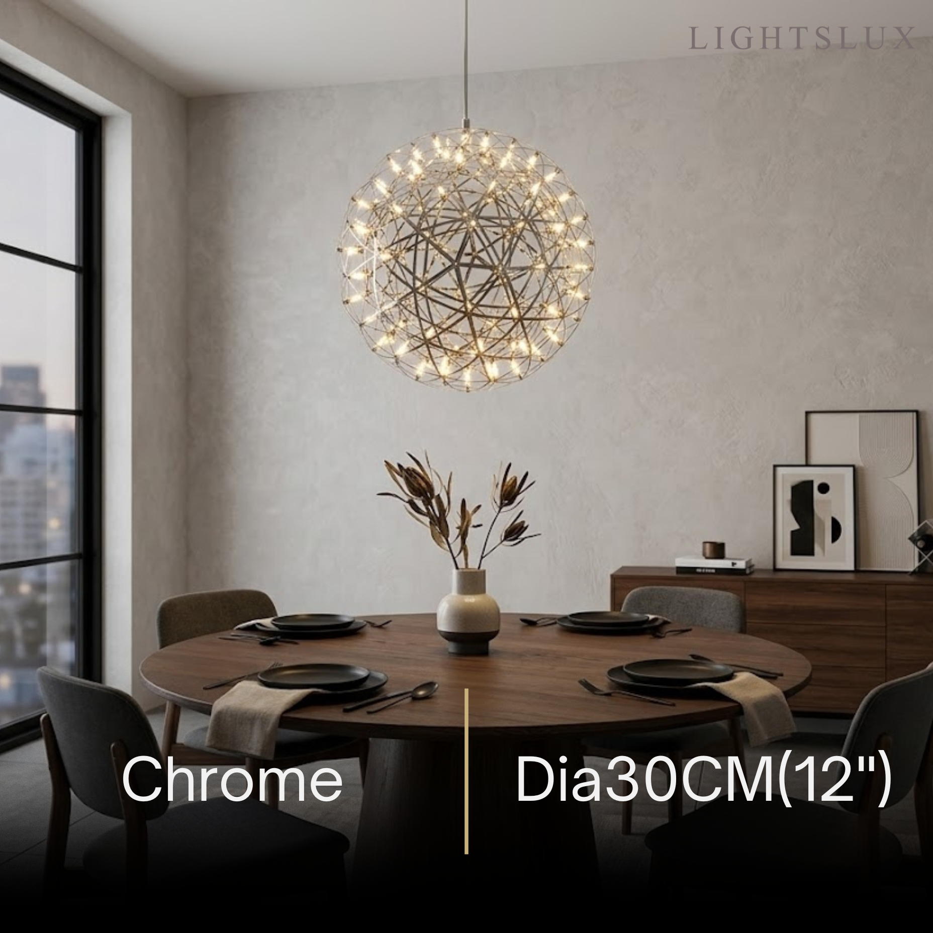 Lámpara colgante industrial con globo - Metal cromado/dorado para sala - Flindria