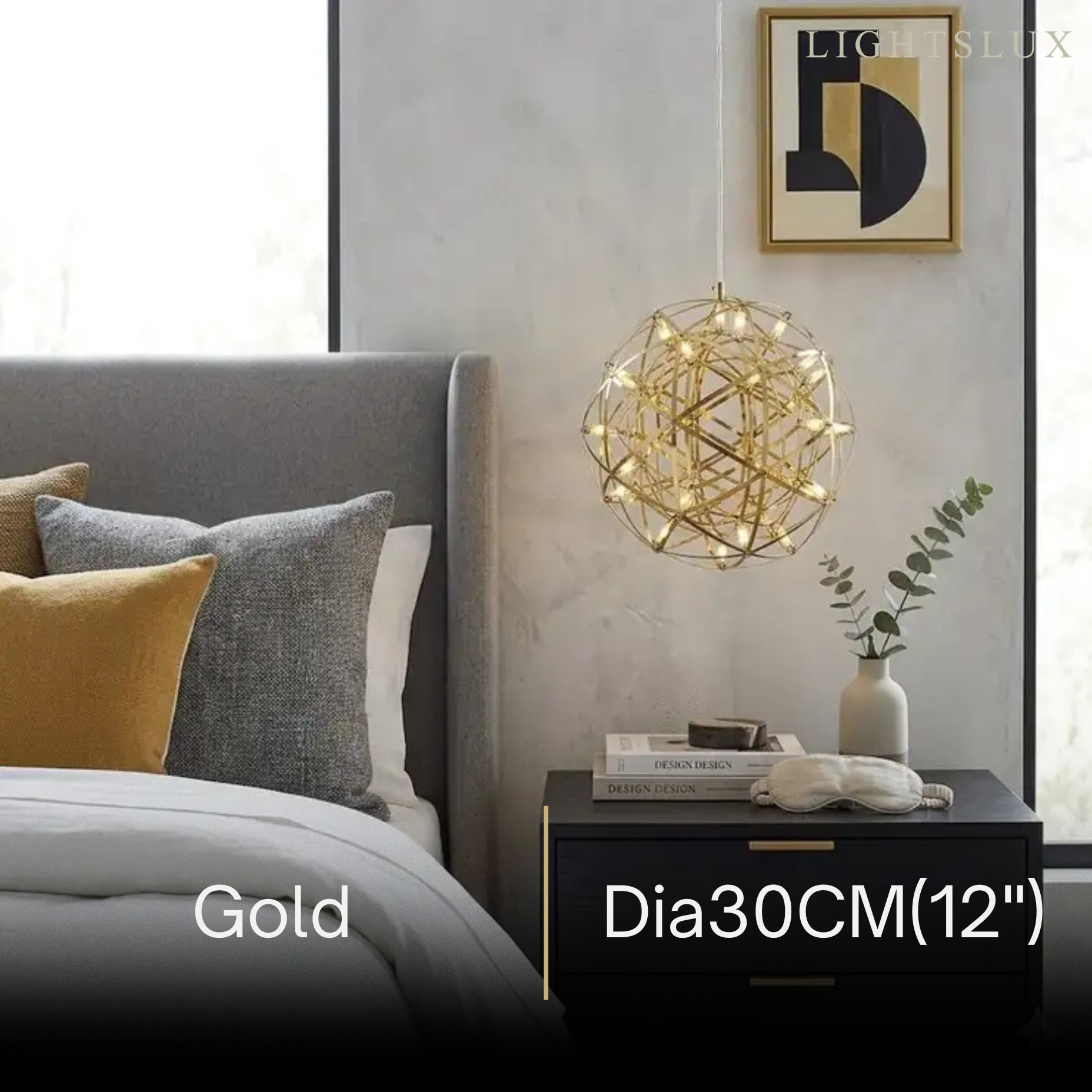 Lámpara colgante industrial con globo - Metal cromado/dorado para sala - Flindria