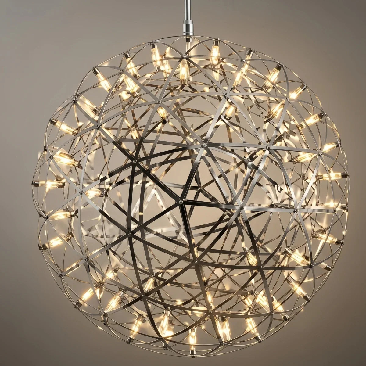 Lámpara colgante industrial con globo - Metal cromado/dorado para sala - Flindria