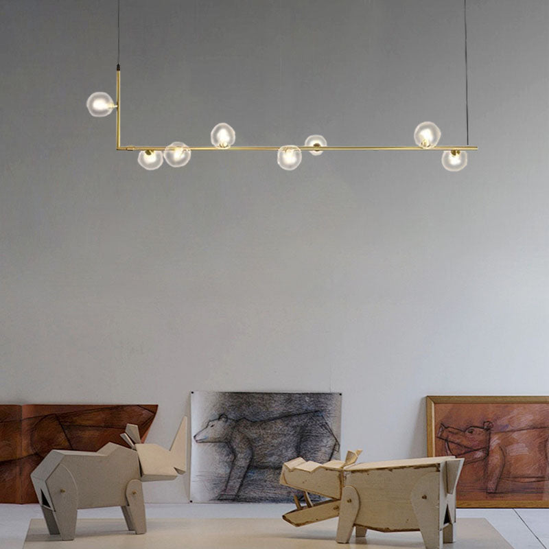 Minimalist Linear Pendant Light - Black/Gold Metal & Glass for Kitchen - Flindria