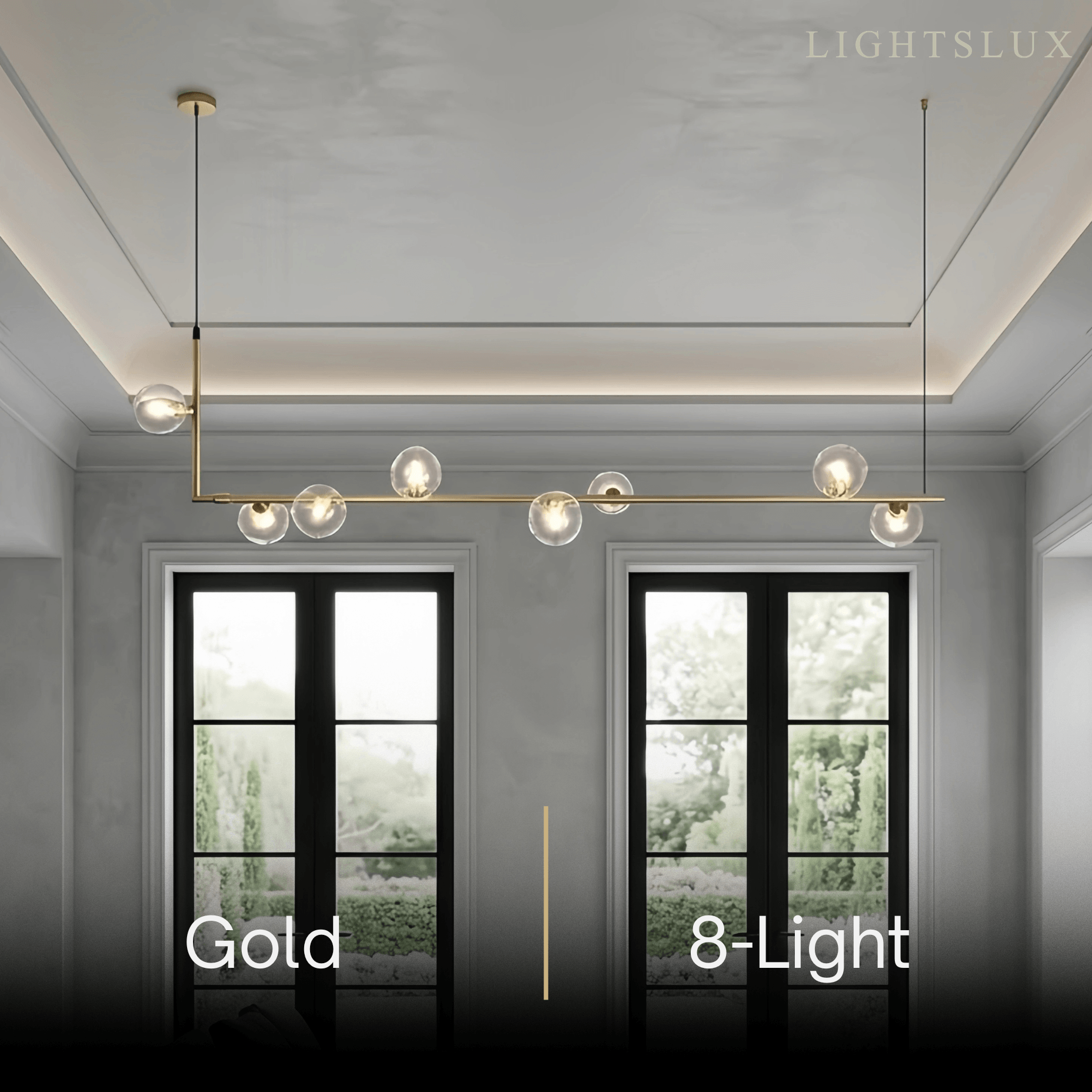 Minimalist Linear Pendant Light - Black/Gold Metal & Glass for Kitchen - Flindria