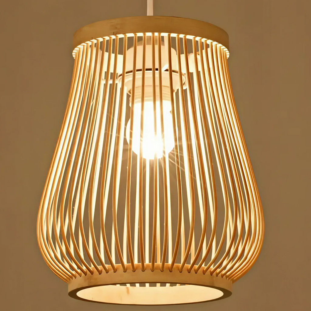 Rustic Handwoven Rattan Pendant Light -- Natural Texture for Dining Room - Flindria
