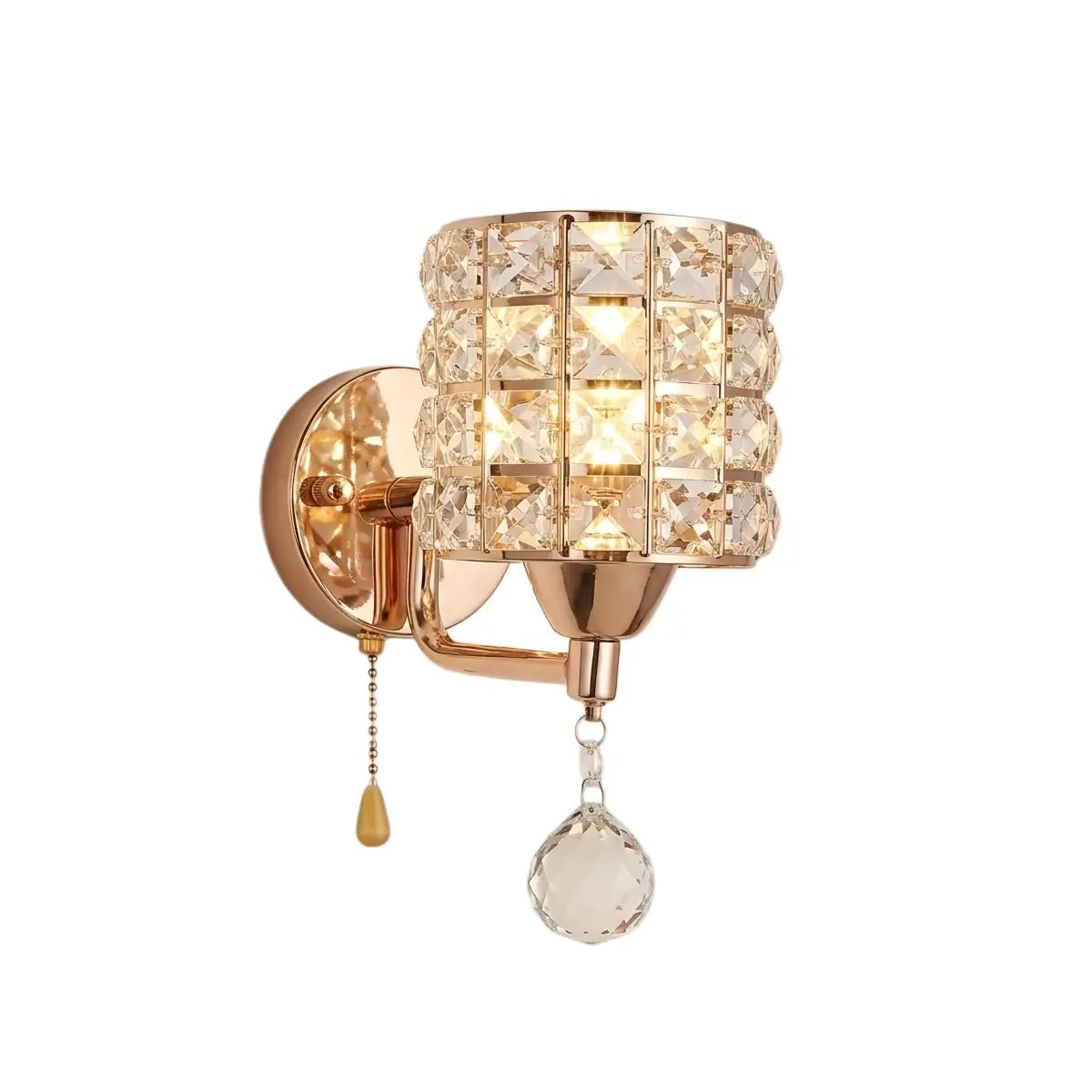 Lámpara de pared moderna de cristal — Cilindro de metal dorado/cromo LED para sala de estar - Flindria
