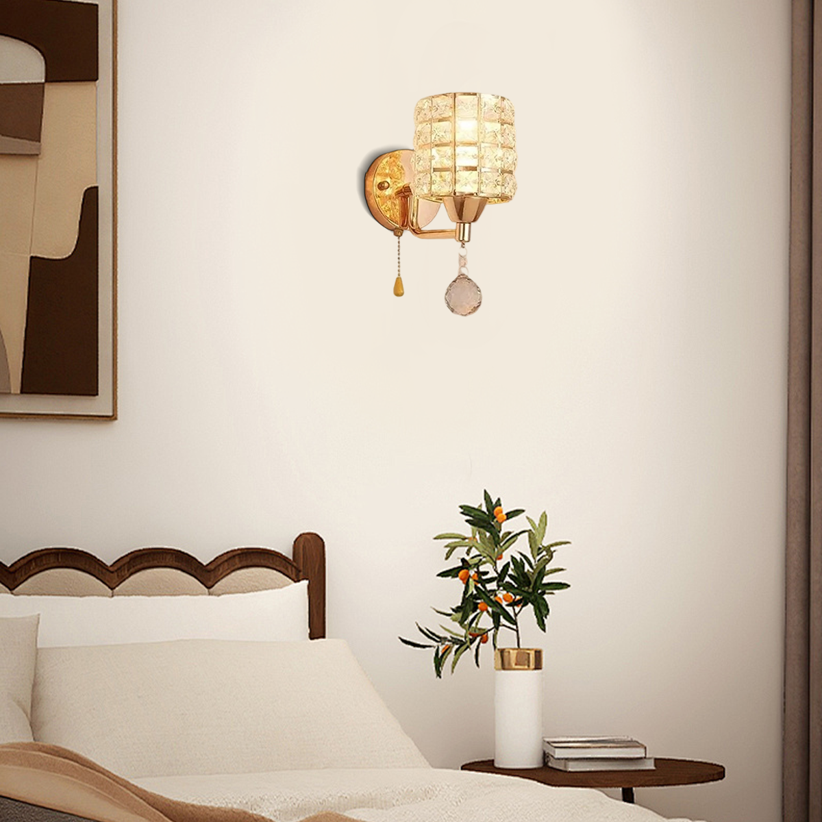 Lámpara de pared moderna de cristal — Cilindro de metal dorado/cromo LED para sala de estar - Flindria