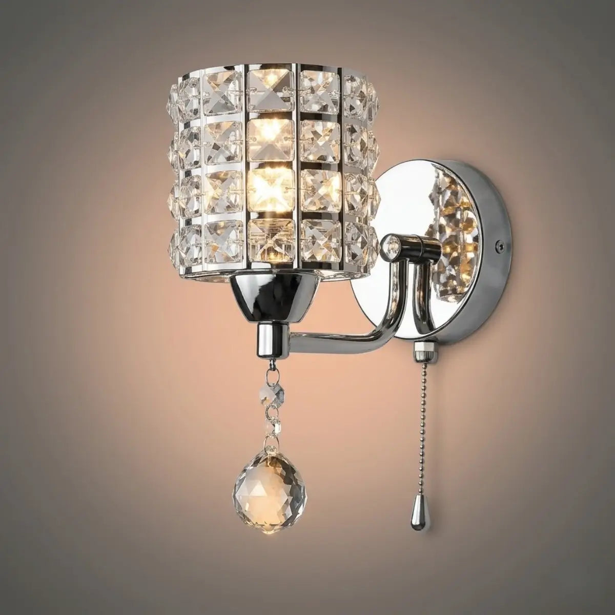 Lámpara de pared moderna de cristal — Cilindro de metal dorado/cromo LED para sala de estar - Flindria