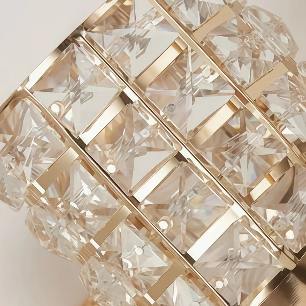 Lámpara de pared moderna de cristal — Cilindro de metal dorado/cromo LED para sala de estar - Flindria