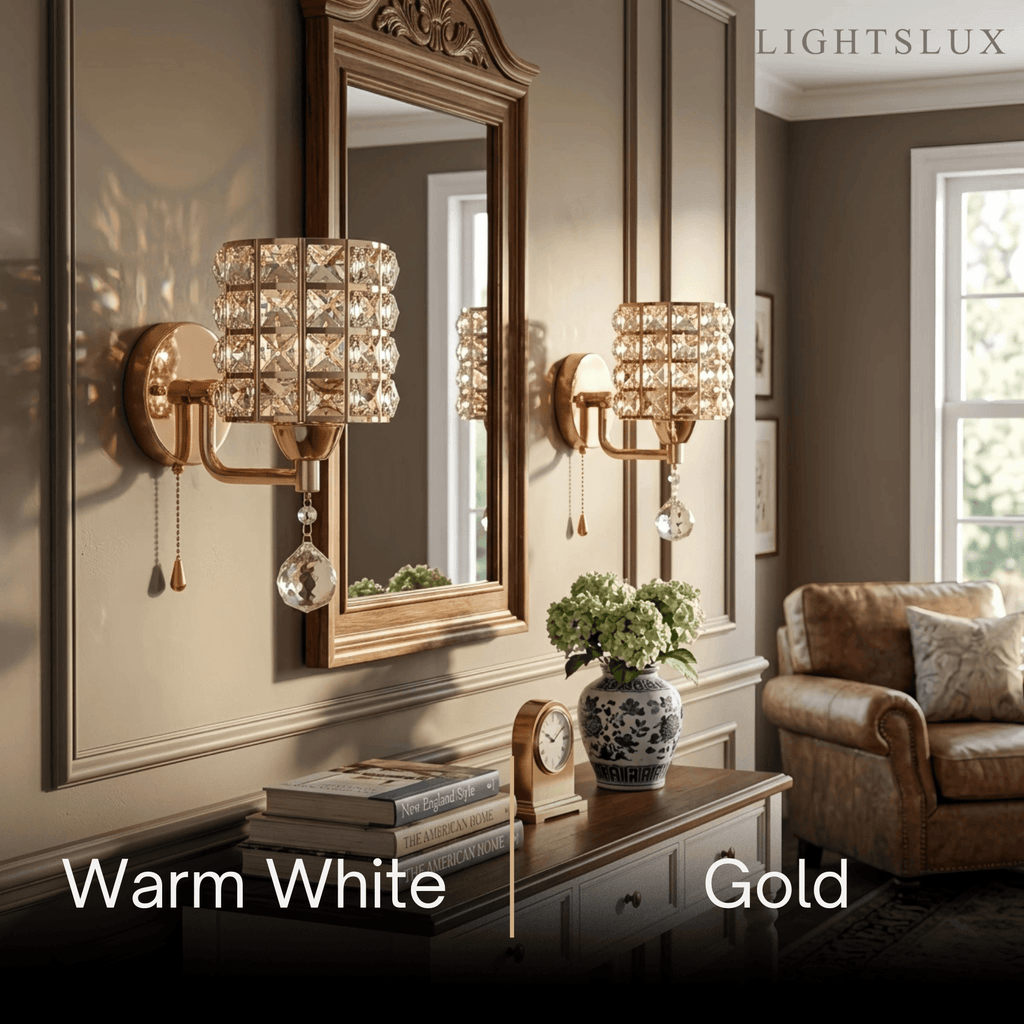 Lámpara de pared moderna de cristal — Cilindro de metal dorado/cromo LED para sala de estar - Flindria