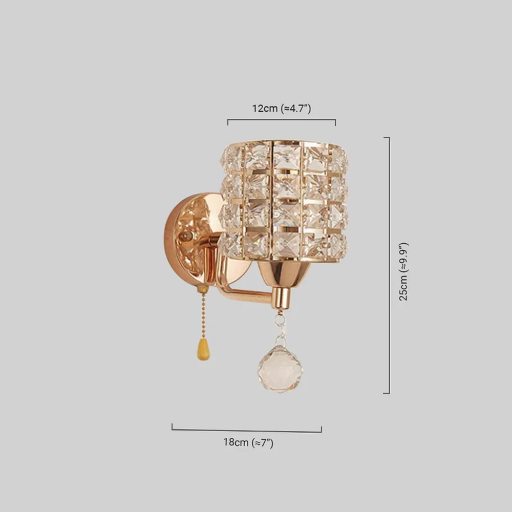 Lámpara de pared moderna de cristal — Cilindro de metal dorado/cromo LED para sala de estar - Flindria