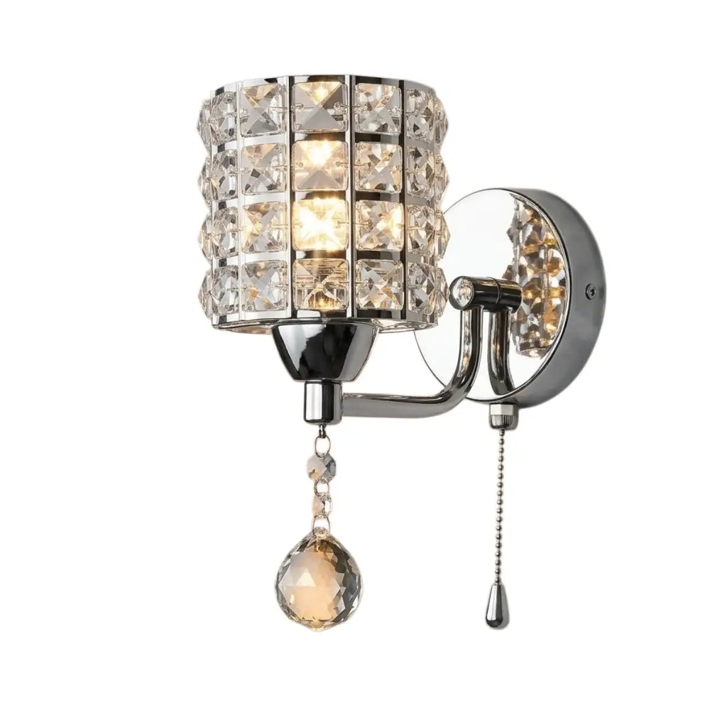Lámpara de pared moderna de cristal — Cilindro de metal dorado/cromo LED para sala de estar - Flindria