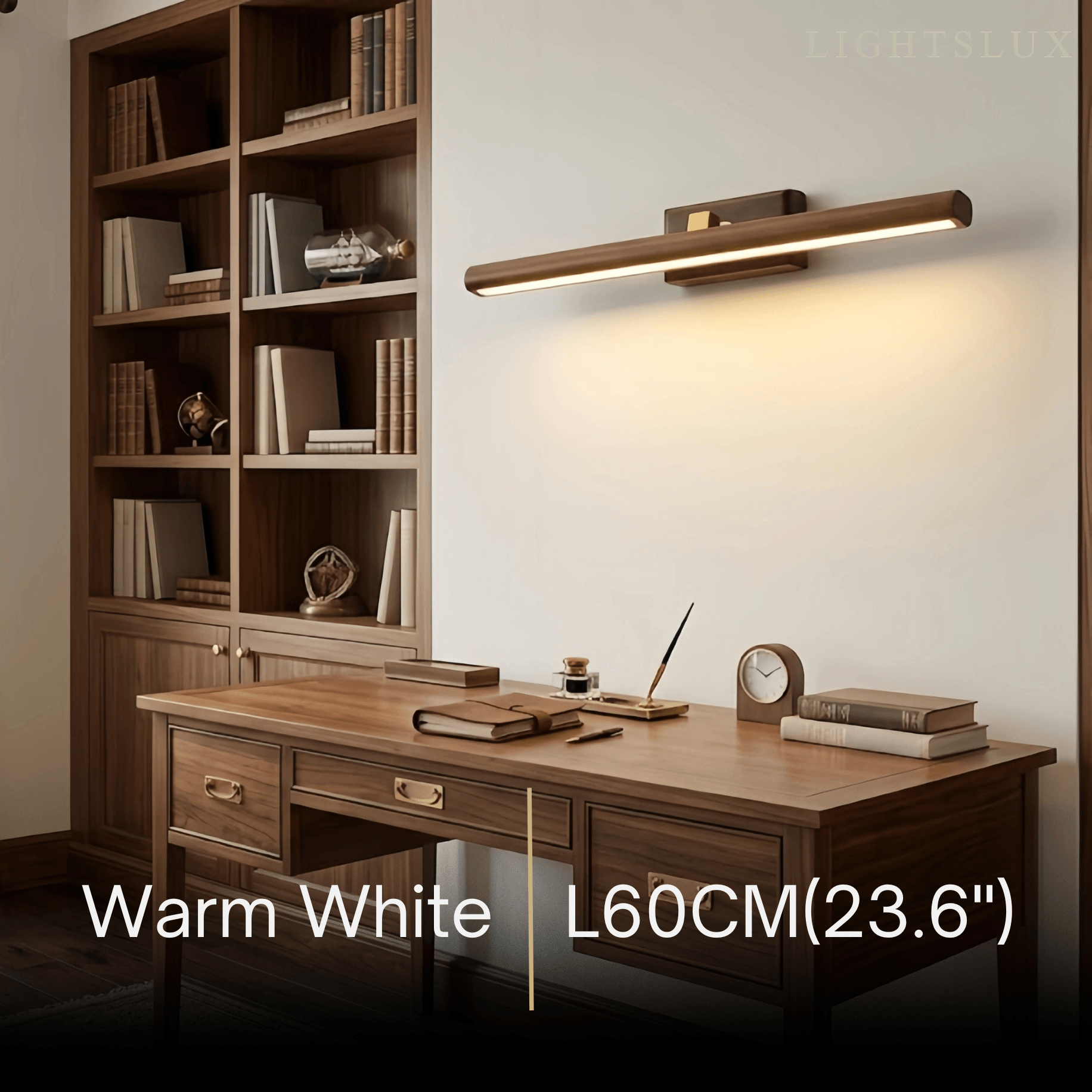 Minimalist LED Vanity Light - IP44 Walnut Wood Linear for Bathroom/Bedroom - Flindria