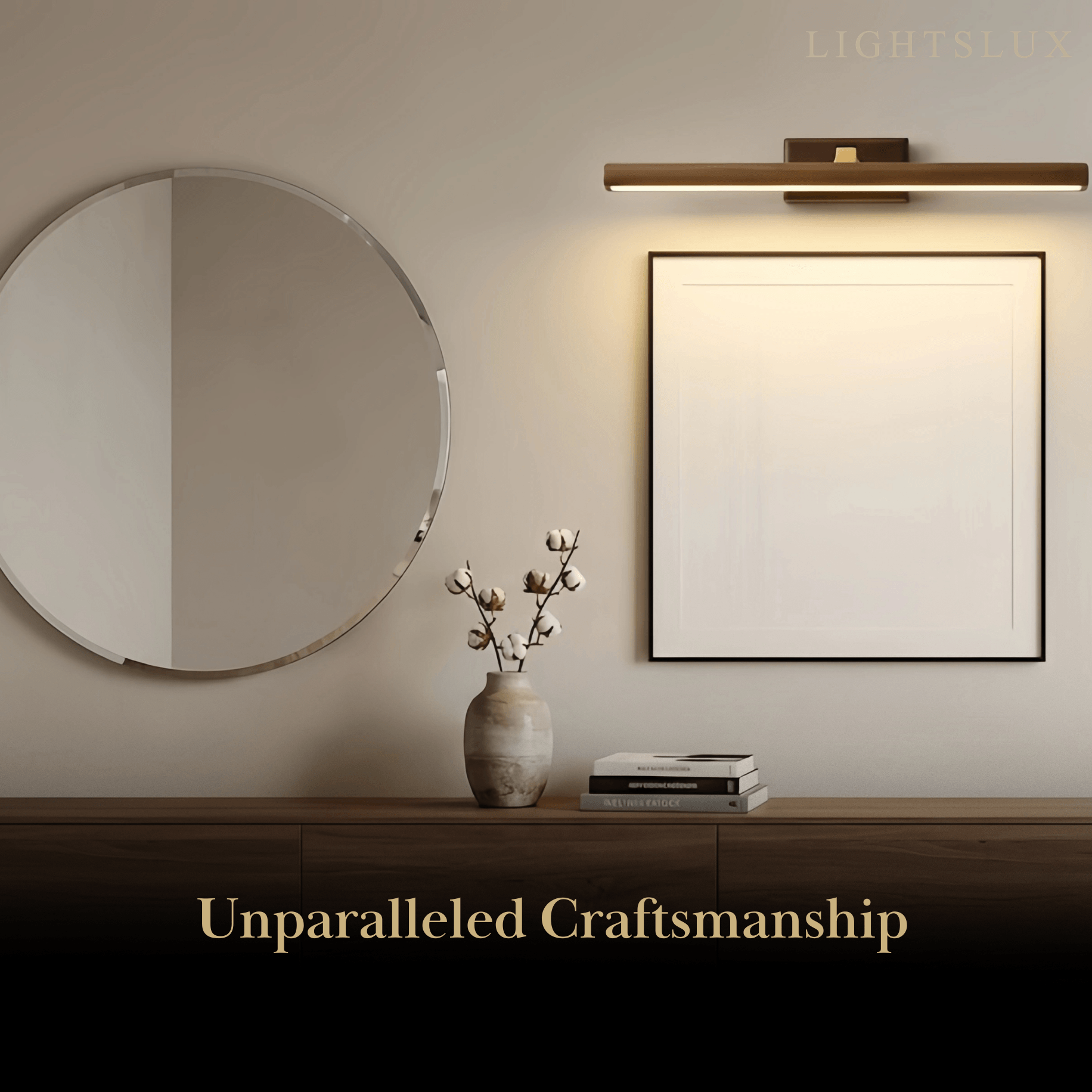 Minimalist LED Vanity Light - IP44 Walnut Wood Linear for Bathroom/Bedroom - Flindria
