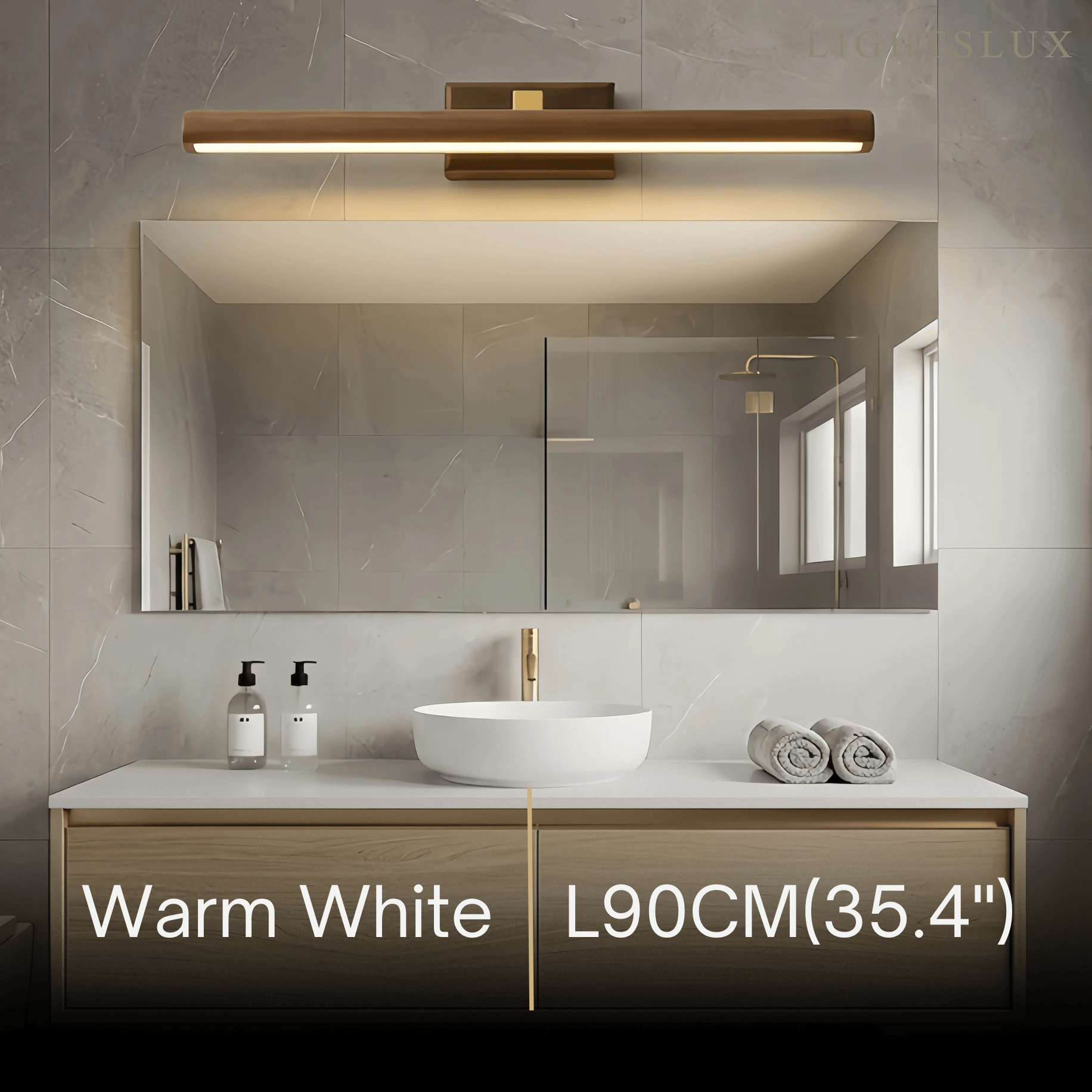 Minimalist LED Vanity Light - IP44 Walnut Wood Linear for Bathroom/Bedroom - Flindria