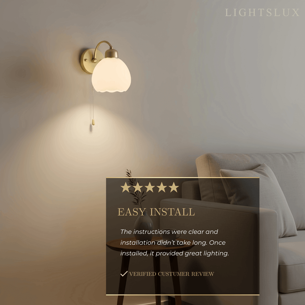 Modern  Gold Floral Wall Lamp – Metal/Glass Fixture for Bedroom - Flindria