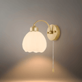 Modern  Gold Floral Wall Lamp – Metal/Glass Fixture for Bedroom - Flindria